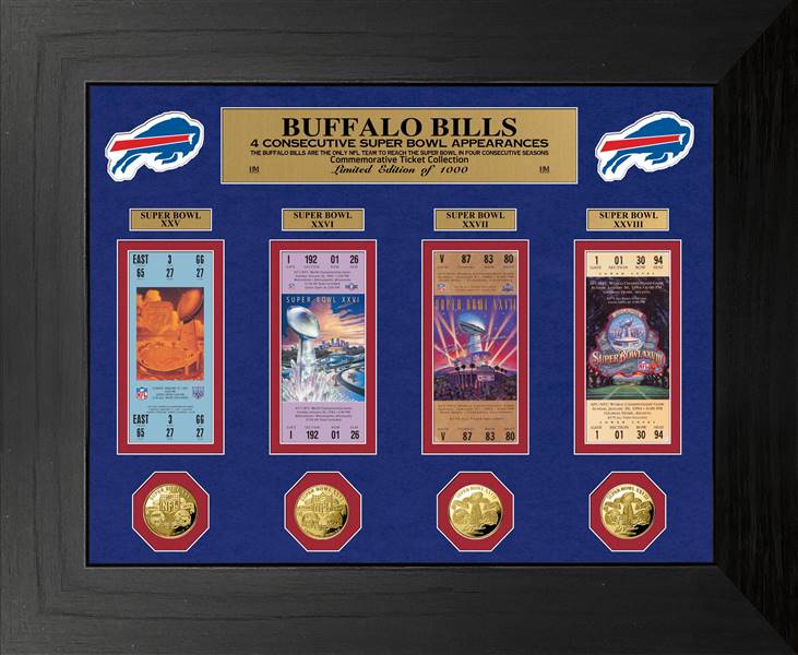 Buffalo Bills 4 Consecutive Super Bowl Appearances Ticket Collection