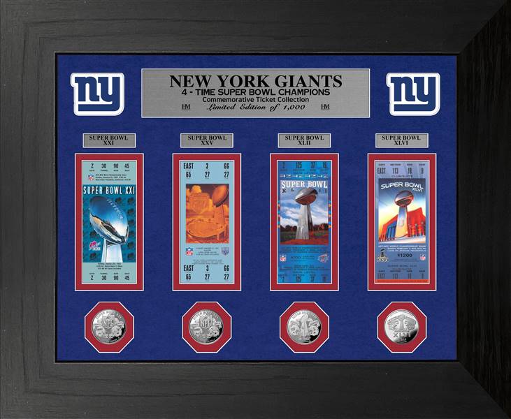 New York Giants Super Bowl Ticket Collection Wall Frame