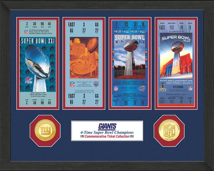 New York Giants Super Bowl Ticket Collection Wall Frame