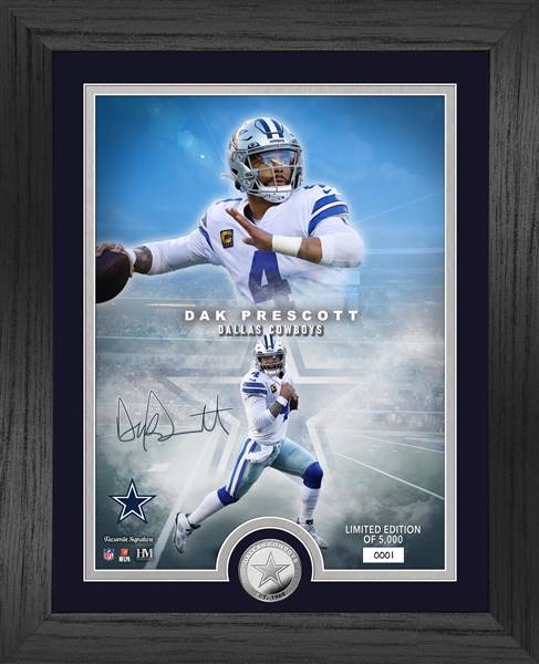 DAK PRESCOTT AUTOGRAPHED HAND SIGNED CUSTOM FRAMED BLUE DALLAS COWBOYS  JERSEY - Signature Collectibles