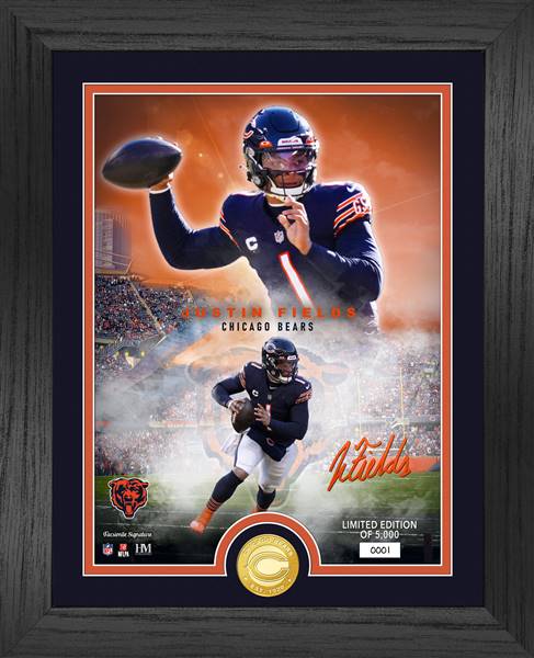 Justin Fields Chicago Bears Highland Mint 13'' x 13'' Impact Jersey Framed  Photo